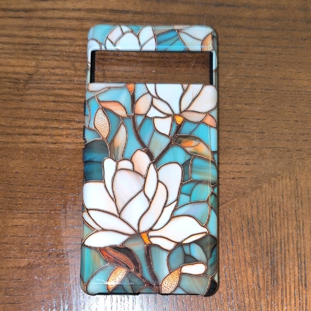 Floral Phone Case - Teal and White